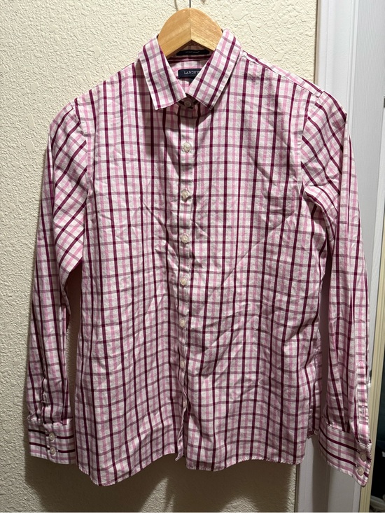 Lands' End Tops - Lands' End Pink Plaid Button-Down Shirt